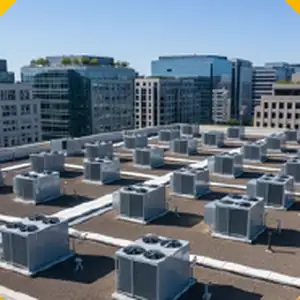 Rooftop HVAC units on a commercial building